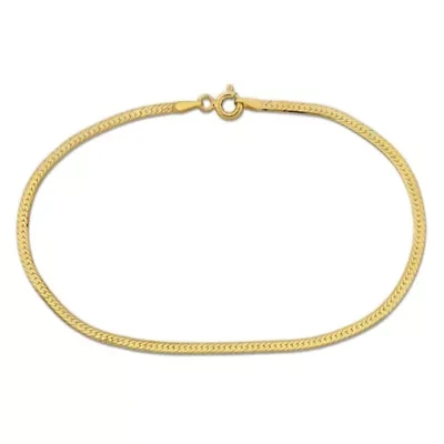 2mm Herringbone Chain Anklet in 10k Yellow Gold, 9 in