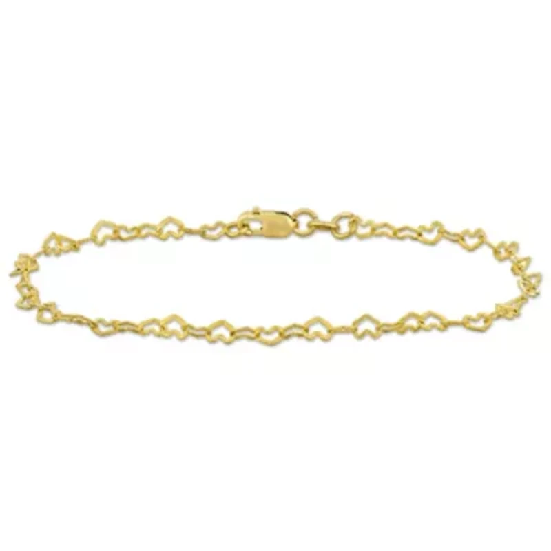 3mm Heart Link Anklet in 14k Yellow Gold, 9 in.