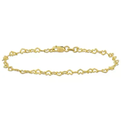 3mm Heart Link Anklet in 14k Yellow Gold, 9 in.