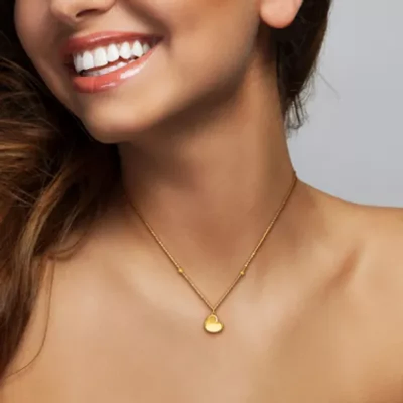 11.5mm Heart Pendant with Chain in 14k Yellow Gold, 18 in