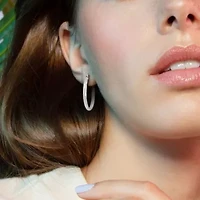 29mm Oval Hoop Earrings in 10k White Gold