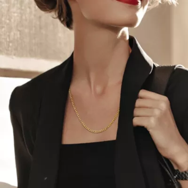 3.8mm Curb Link Necklace in 10k Yellow Gold, 24 in