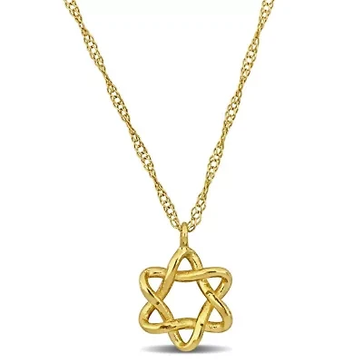 7.2mm Star of David Religious Pendant with Chain 14k Yellow Gold, 17 in