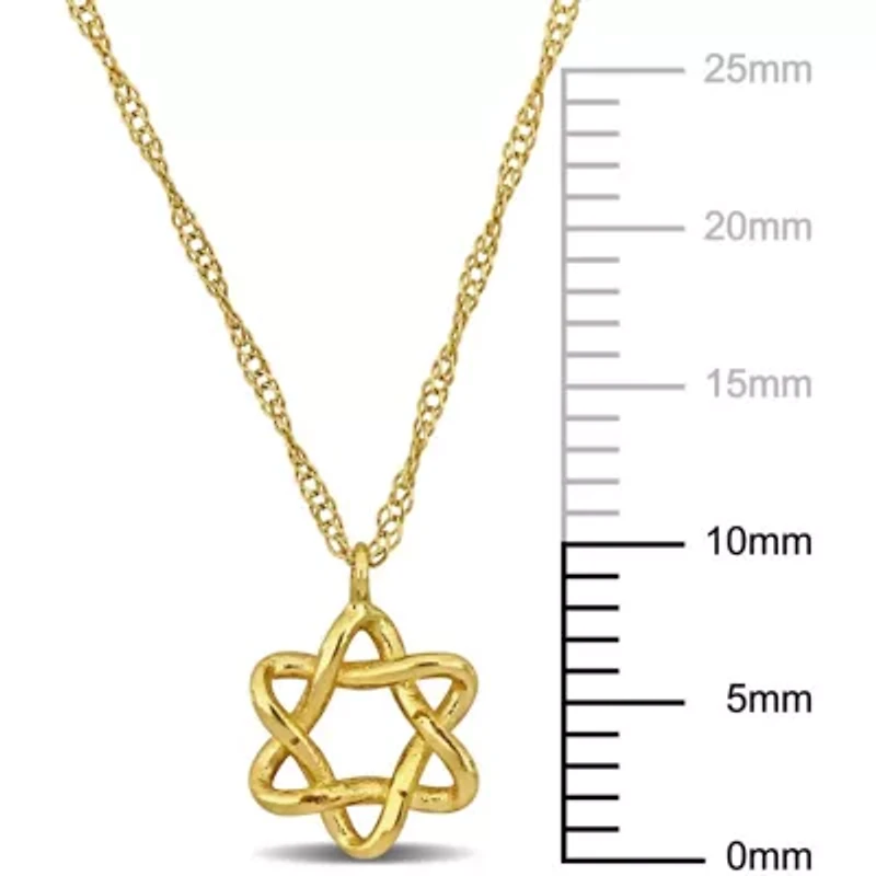 7.2mm Star of David Religious Pendant with Chain 14k Yellow Gold, 17 in