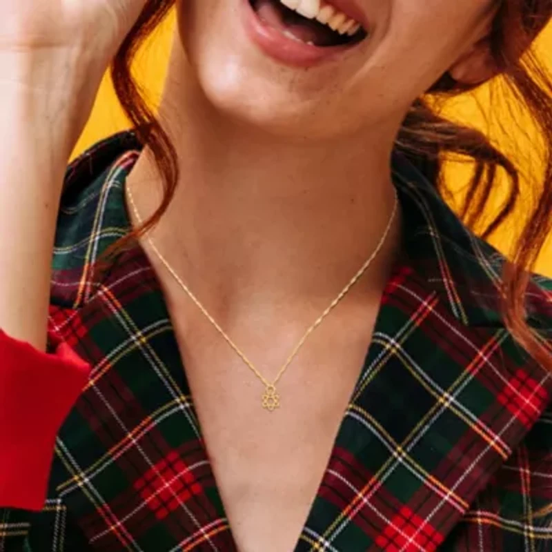 7.2mm Star of David Religious Pendant with Chain 14k Yellow Gold, 17 in