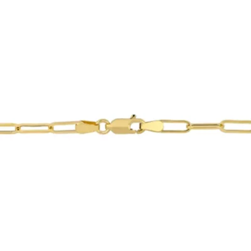 2-Piece Set of Mens 3.3mm Polished Paperclip Chain Necklace and Bracelet Set 14k Yellow Gold, 24" & 9"