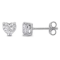 Lab Created Lab Grown Heart Diamond Post Earrings in 14k White Gold