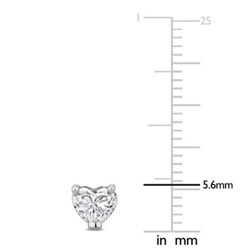 Lab Created Lab Grown Heart Diamond Post Earrings in 14k White Gold