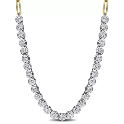 Lab Created Lab Grown Diamond Necklace in 14k White Yellow Gold, 16 "