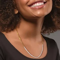 Lab Created Lab Grown Diamond Necklace in 14k White Yellow Gold, 16 "