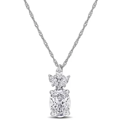 Lab Created Lab Grown Diamonds Pendant With Chain in 14k White Gold, 17"
