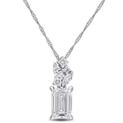 Lab Created Lab Grown Diamond Pendant With Chain in 14k White Gold, 17"