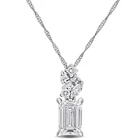 Lab Created Lab Grown Diamond Pendant With Chain in 14k White Gold, 17"