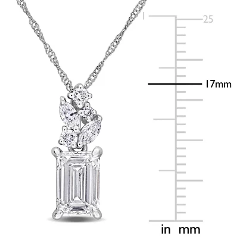 Lab Created Lab Grown Diamond Pendant With Chain in 14k White Gold, 17"