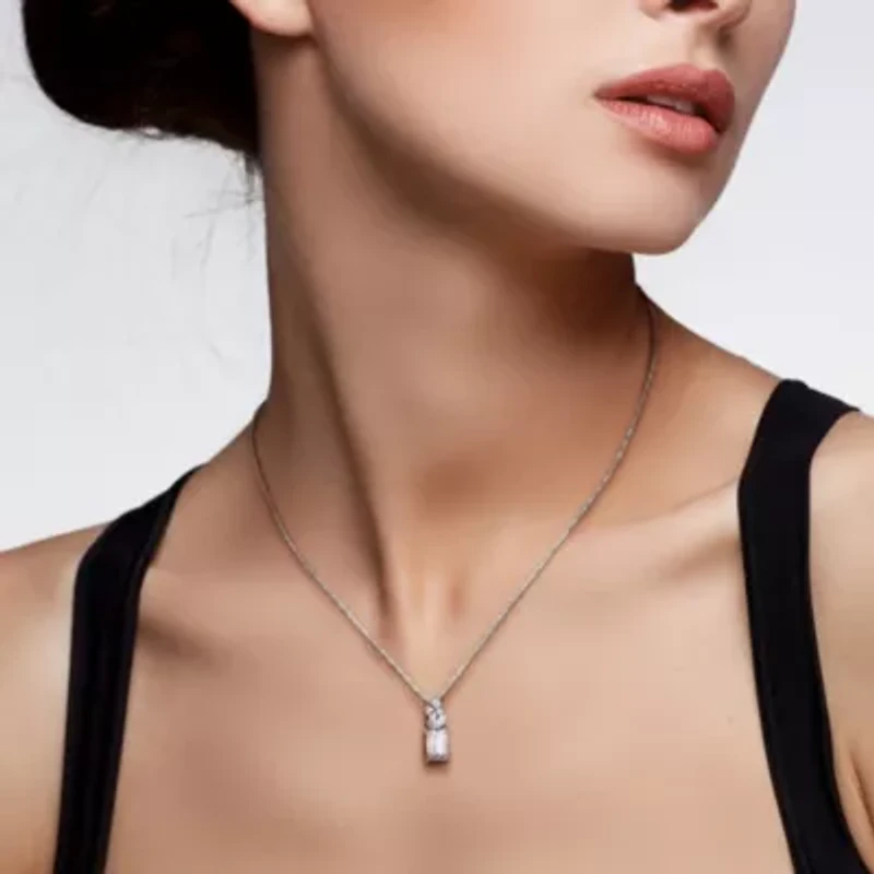 Lab Created Lab Grown Diamond Pendant With Chain in 14k White Gold, 17"