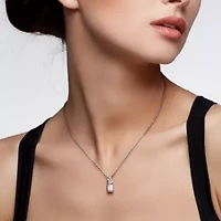 Lab Created Lab Grown Diamond Pendant With Chain in 14k White Gold, 17"