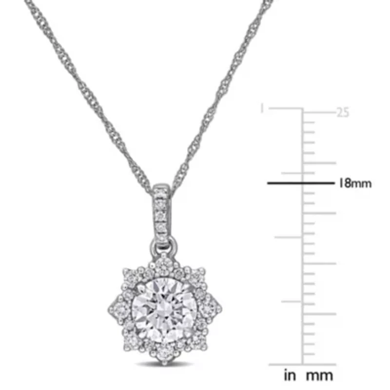 Lab Grown Diamond Pendant With Chain in 14k White Gold- 17 in