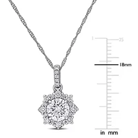 Lab Grown Diamond Pendant With Chain in 14k White Gold- 17 in