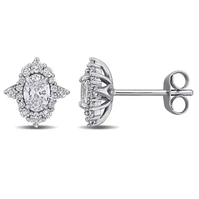 Lab Created Lab Grown Diamonds Post Earrings in 14k White Gold