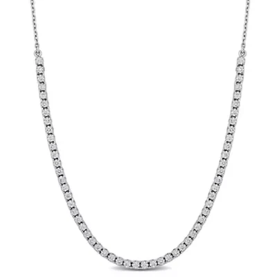 Lab Created Lab Grown Diamond Necklace in 14k White Gold, 17 "