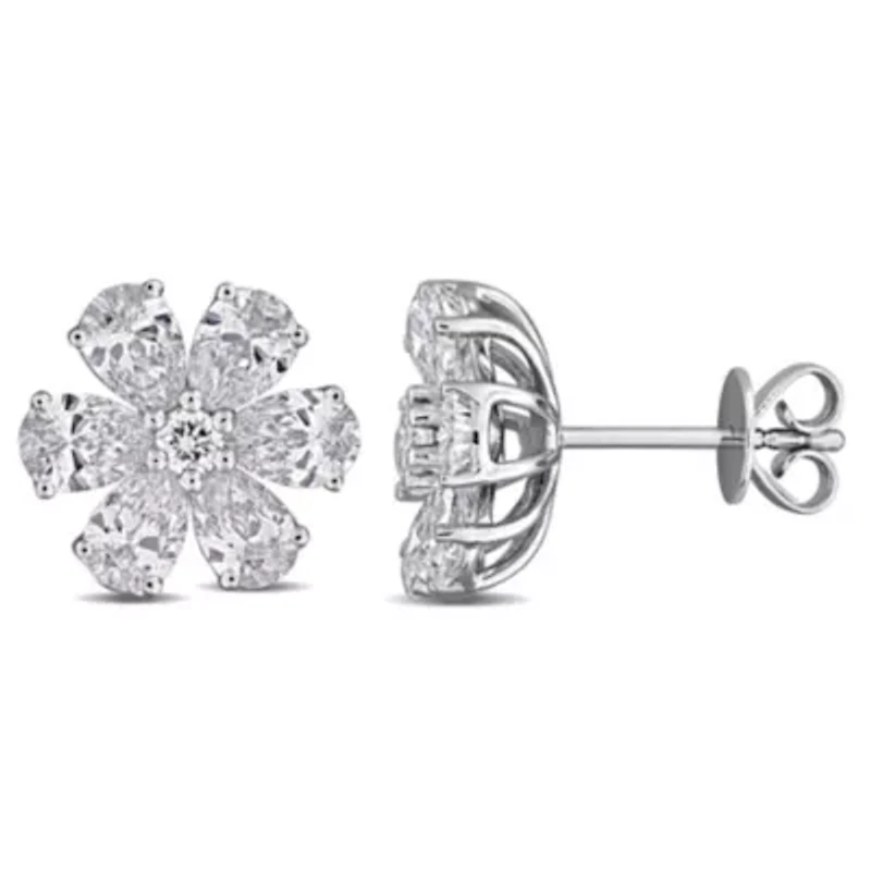 Lab Created Lab Grown Diamonds Post Earrings in 14k White Gold