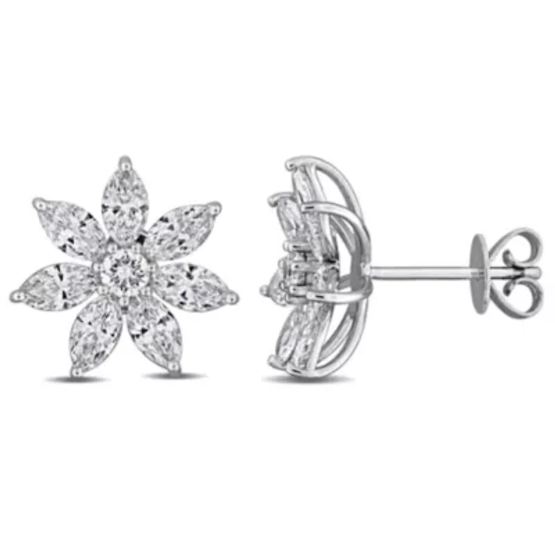 Lab Created Lab Grown Diamonds Post Earrings in 14k White Gold