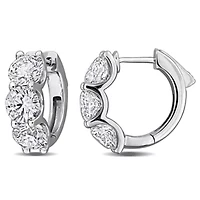 Lab Created Lab Grown Diamond Hoop Earrings in 14k White Gold