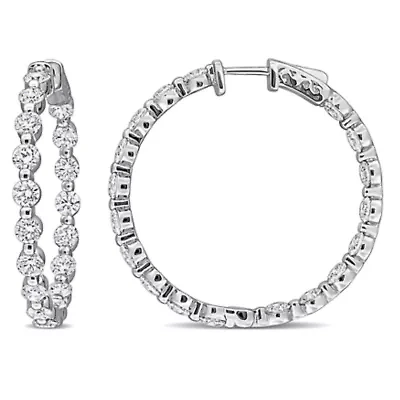 Lab Grown Diamond Hoop Earrings in 14k White Gold