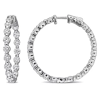 Lab Grown Diamond Hoop Earrings in 14k White Gold