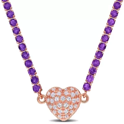 Lab Created Gemstone & White Sapphire Heart Necklace