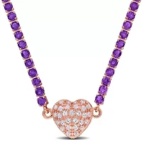 Lab Created Gemstone & White Sapphire Heart Necklace