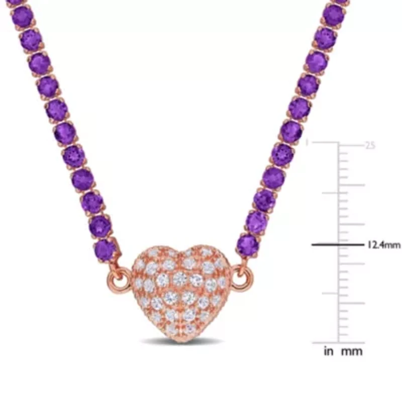 Lab Created Gemstone & White Sapphire Heart Necklace