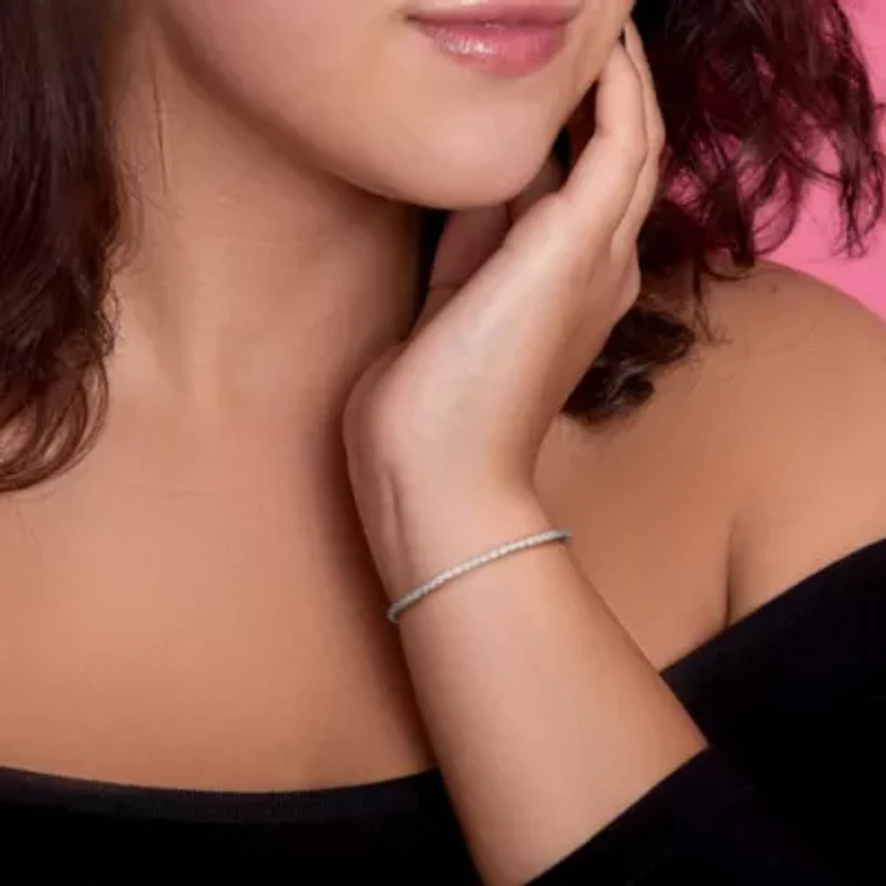 Lab Created Created White Sapphire Bracelet in Sterling Silver