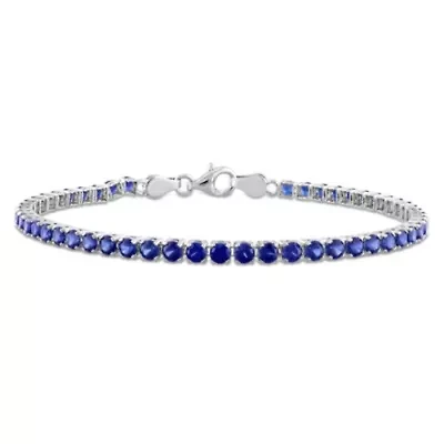 Lab Created Created Blue Sapphire Bracelet in Sterling Silver