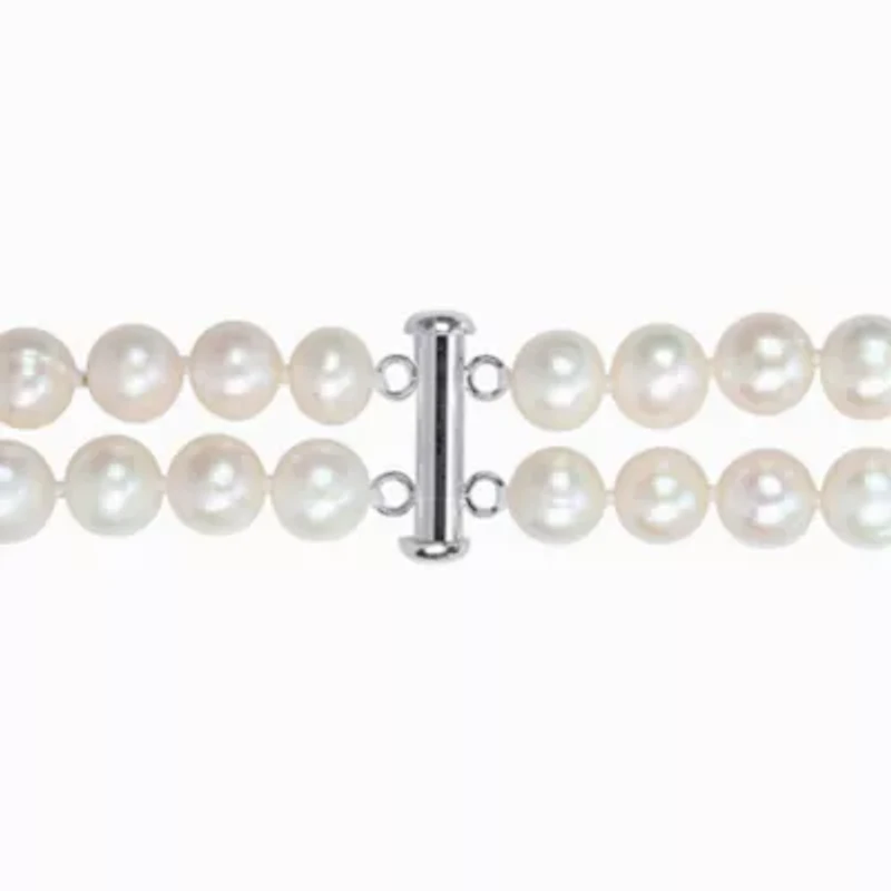 9-10mm Freshwater Cultured Pearl 2-Strand Necklace in Sterling Silver