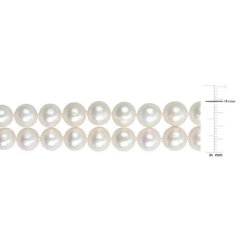 9-10mm Freshwater Cultured Pearl 2-Strand Necklace in Sterling Silver