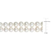 9-10mm Freshwater Cultured Pearl 2-Strand Necklace in Sterling Silver
