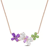 Multi-Gemstone Necklace in Rose Plated Sterling Silver