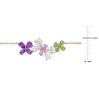 Multi-Gemstone Necklace in Rose Plated Sterling Silver