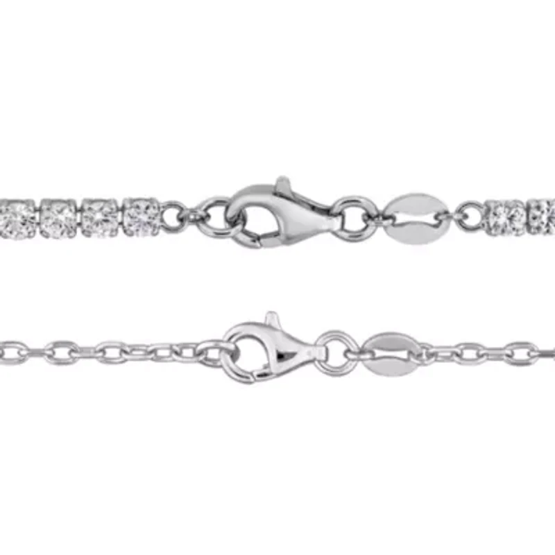 Lab Created Created White Sapphire & Freshwater Cultured Pearls Earrings, Bracelet & Necklace Set in Sterling Silver