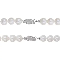2-Pc Set of 7-7.5mm Freshwater Cultured Pearl Necklace &  Bracelet in Sterling Silver