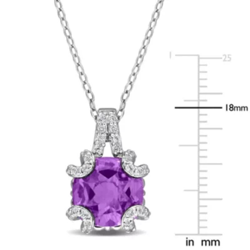 Green Quartz & White Topaz Pendant with Chain Yellow Plated Sterling Silver
