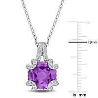 Green Quartz & White Topaz Pendant with Chain Yellow Plated Sterling Silver