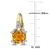 Citrine & White Topaz Leverback Earrings in Yellow Plated Sterling Silver