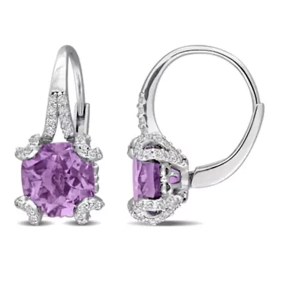 Color Gemstone Leverback Drop Earrings