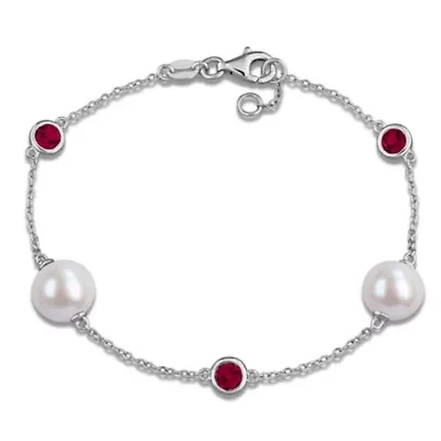 Pearl & Gemstone Station Bracelet