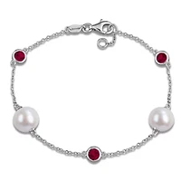 Pearl & Gemstone Station Bracelet