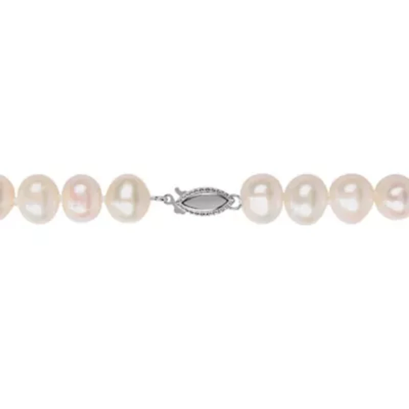3-Pc Set of 8-9mm Freshwater Cultured Pearl Necklace, Bracelet & Earrings Set in Sterling Silver