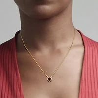 Garnet & White Topaz Pendant with Chain in Yellow Plated Sterling Silver