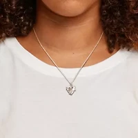 Green Quartz & White Topaz Pendant with Chain in Sterling Silver